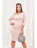 Pale pink tie-waist dress 9729 - Online store - Boutique